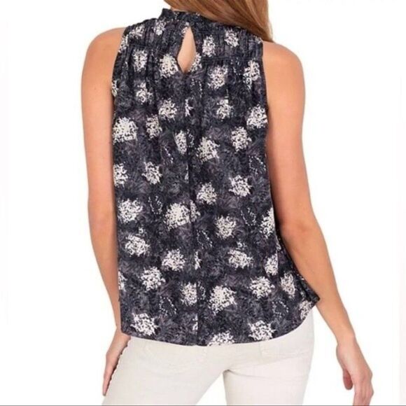 Joie Baltic Print Sleeveless Smocked Blouse | Gray/Black | Size XL | NWOT - Picture 2 of 6